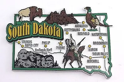 South Dakota State Map And Landmarks Collage Fridge Collectible Souvenir Magnet • $8.45