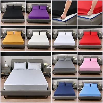 Extra Deep Fitted Sheet 40 CM Bed Sheet Single Double King Super King Bed Sheet • £8.35