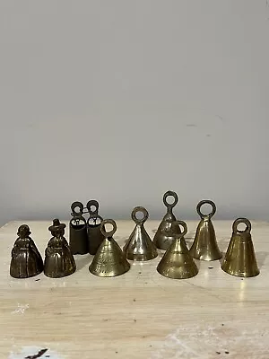 Vintage Brass Etched Bells  Lot Total Of 10 Bells Various Sizes Collection • $25