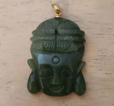 Carved Nephrite Jade Buddha Pendant Vintage • $29.71