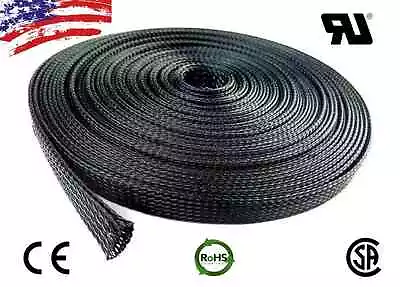 25 FT. 1/2  Black Expandable Wire Cable Sleeving Sheathing Braided Loom Tubing  • $11.99