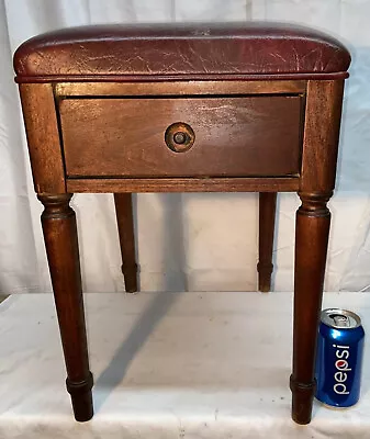 Vtg 1940-50’s Red Naugahyde Vinyl Sewing Seat Stool Basket Storage Organizer Box • $202.49