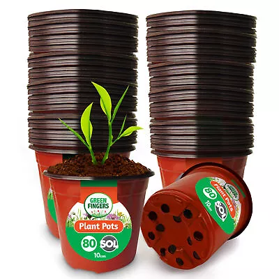 £8.99 • Buy 80 Plastic Terracotta Plant Pots 10cm 4  | Garden Herb Flower Round Planter Pot