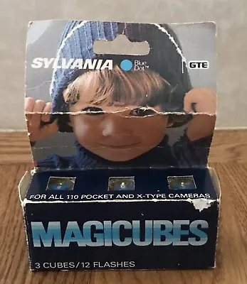 3 Cubes 12 Flashes Sylvania Magicubes Blue Dot Flash 110 Pocket X-Type Cameras • $12