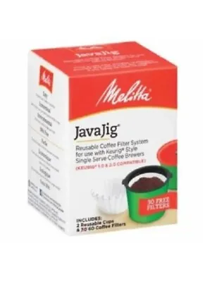 Melitta Coffee JavaJig Reusable Coffee Filter System 2 Reusable Cups 60 Filters • $8