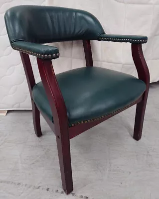 Mahogany Green Leather Captains Office Chair. • £95