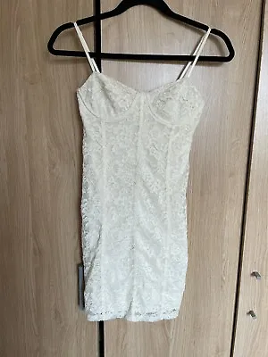 £12 • Buy Zara Ladies Ivory White Sleeveless Lace Bodycon Short Dress Size S BNWT 