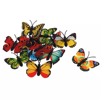 £3.74 • Buy 12pcs Multicolored Plastic Butterfly Action Figure Insects Model Kids Toy