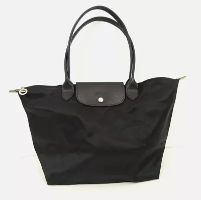 Longchamp Women's Foldable Tote Bag Large Black Zip Le Pliage Leather New* F1 • £64