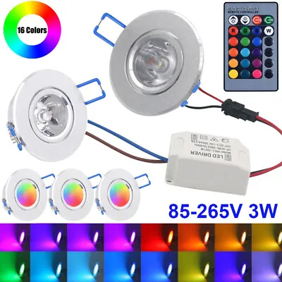 £10.07 • Buy 16 Colours Changing LED Ceiling Lights Panel Recessed Downlight Remote Spot Lamp