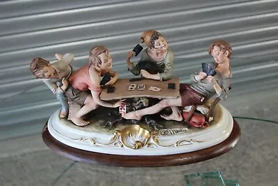 Vintage Capodimonte  The Cheaters Playing Card  By Bruno Merli Ornament Figurine • £349.99