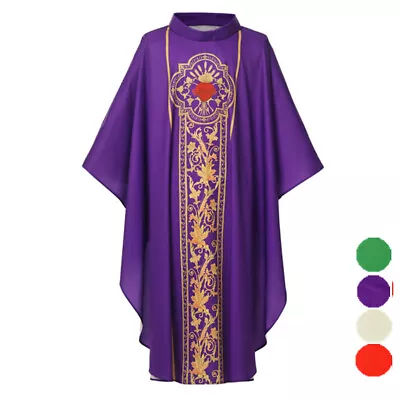 Men's Christian Chasuble Lightweight Robe Cross Printed Religious Robe 4 Colors • $28.99