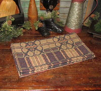 $11.95 • Buy Prim Antique Vtg Style Cotton Yorktown Navy Woven COVERLET RUNNER RQ3BSR