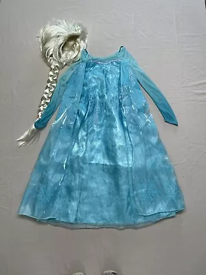 Disney Store Frozen Elsa Girls Dress/Halloween Costume With Wig~size 7/8 • $25