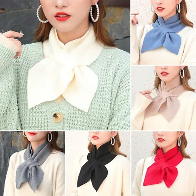 Womens Ladies Knitted Neckerchief Cross Neck Scarf Winter Scarfs Soft Warmer • £4.67