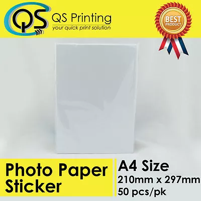 A4 Photo Paper Self Adhesive Sticker / Label For Inkjet Printer 50 Sheets/pack • $20