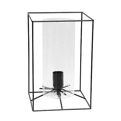 Large Exposed Glass And Metal Table Lamp Black Clear • $33.34