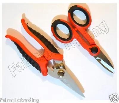 2 Piece Pro Electrician Scissors Cable Wire Cutters Sheet Metal Shears Tape Ties • £8.99