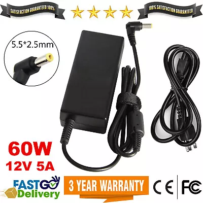 12 Volt 5 Amp (12V 5A) 60W AC Adapter Charger Power Supply Cord FOR LCD Monitors • $10.99