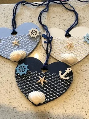 Handmade Rustic Nautical Seaside Hanging Decorations X 3 Bathroom Caravan • £6.99