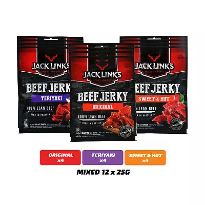 Jack Link's Beef Jerky 25g Variety Box 4 X Original 4 X Sweet & Hot 4 X Teriyaki • £21.75