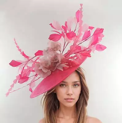 Fuchsia Hot Candy Baby Blush Pink Fascinator Hat Headband Kentucky Ascot Derby • £225