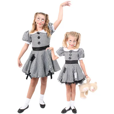 Girls Broken Rag Doll Costume Scary Zombie Childs Halloween Fancy Dress Kids • £14.99