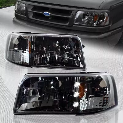 For 1993-1997 Ford Ranger Smoke Lens LED 1-Piece Head Lights W/Amber Reflector • $104.99