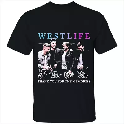 Westlife Band Signature Of Members Cotton Full Size Unisex Black Shirt MM414 • $18.04