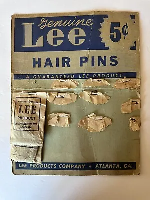 VTG 1940's Genuine LEE'S HAIR PINS Display / 2 Original Packs Attached 5 Cents • $29.99