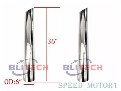 2pcs Blitech 6  OD X 36 Length Mitre Cut Chrome Stack Pipe Semi Truck Tailpipe • $196