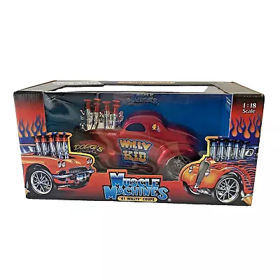 Muscle Machines 1941 '41 Willys Coupe Red WILLY THE KID 1:18 Scale Diecast 71166 • $95