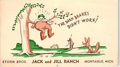 MONTAGUE MI Comic Advertising JACK And JILL  DUDE RANCH  1947   Postcard • $5.93