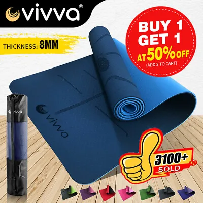 $19.05 • Buy VIVVA 8mm TPE Yoga Mat Pad Exercise Fitness Gym Pilates Non Slip Dual Layer