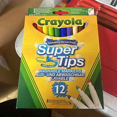 Crayola SuperTips Washable Felt Tip Colouring Pens - Pack Of 12 • £5