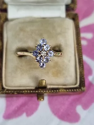 Tanzanite And Diamond Engagement Ring Yellow Gold Hallmarked Absolutely Gorgeous • $322.13