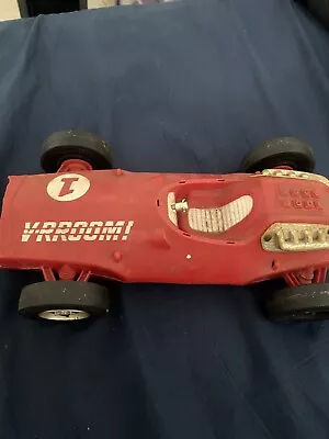 Vintage 1963 Mattel V-RROOM Red #3 Race Car Guide Whip Racer 14 Inches • $9.99