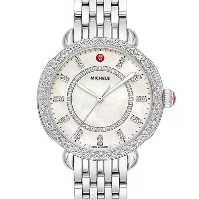 Michele Sidney Classic Steel Diamond Dial Diamond Bezel Lady Watch MWW30B000001 • $1450