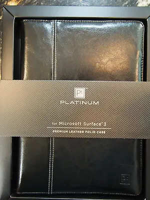 Pt Platinum 10.8  Microsoft Surface 3 III Leather Folio Case Stand BLACK • $15.99