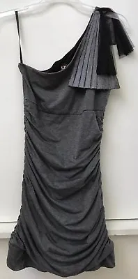 Twelve By Twelve Dress Gray One Shoulder Draped Ruched Sides Size S Small • $14.95