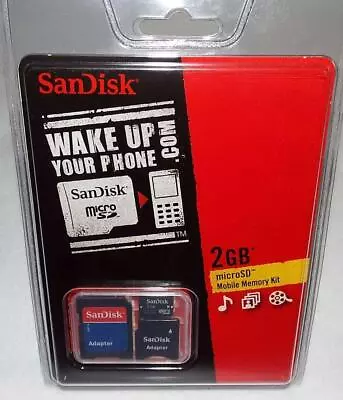 NEW SanDisk 2 GB Mobile Memory Photo Phone Card Kit Stores 500 Songs 6800 Images • $13.12