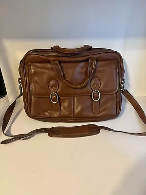 McKlein USA  Leather Laptop Briefcase Bag W/ Shoulder Strap Top Grain Brown • $42.75