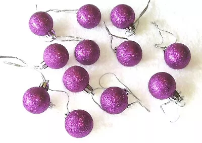 Purple Mini Ornaments Christmas Non Shatter Balls Glitter Miniature Wire Tree • $9.95