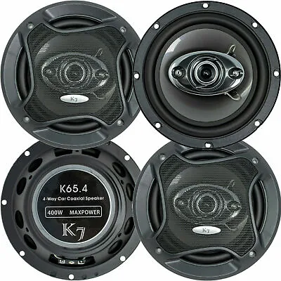 4x K7 6.5  3-Way 800W Total Car Audio Stereo Coaxial Speakers - K65.4 Rev6 • $64.99