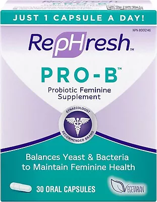 Rephresh Pro B Probiotic Feminine Supplement 30 Capsules **Exp 3/24** • $11.99