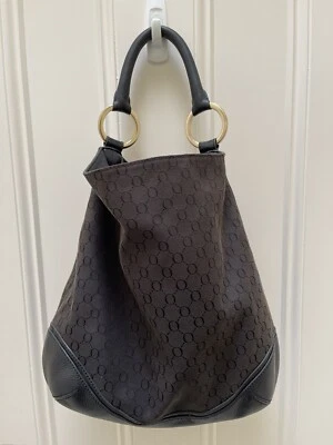 $40 • Buy Oroton Tote Signature Monogram Large Hobo Style Bag Black Women’s Leather Base