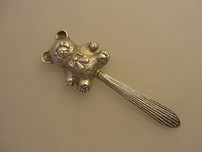 Vintage Sterling Silver Teddy Bear Baby Rattle • $59.95