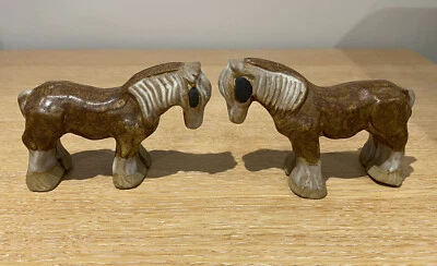£12 • Buy Vintage Tremar Pottery Potteries SHIRE HORSE X 2 - Stoneware