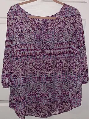 Violet & Claire Pretty Pink And Purple Boho Gypsy Top Size 1X NWOT • $8.50