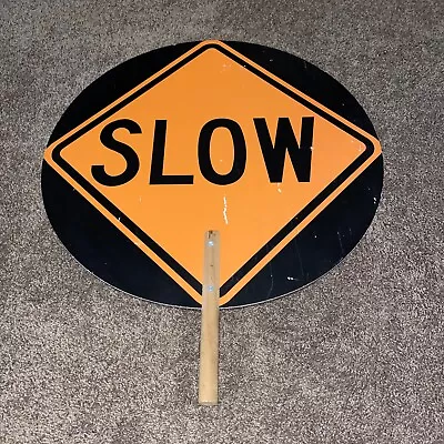 Vintage Stop Slow Sign School Crossing Guard Traffic Old Wood Hand Held 24” Larg • $149.99